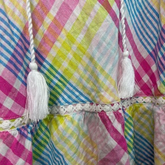 Crown & Ivy Multicolor Ruffle Striped Sleeveless Linen Blend Tank Top Women’s XS - Picture 4 of 12